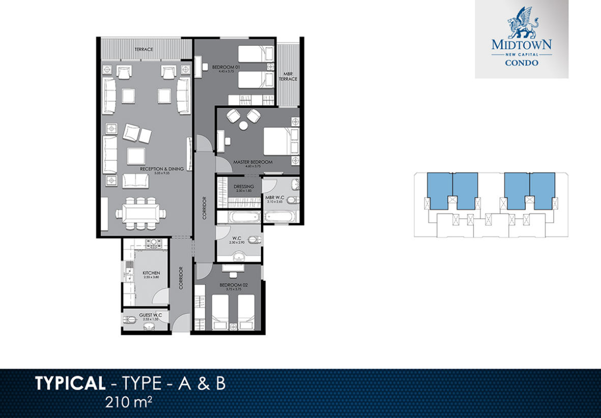 Floor Plan - Midtown Condo New Capital Compound Better Home