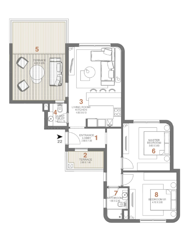 Floor Plan - قرية مكادي هايتس الغردقة أوراسكوم العقارية - Makadi Heights Hurghada