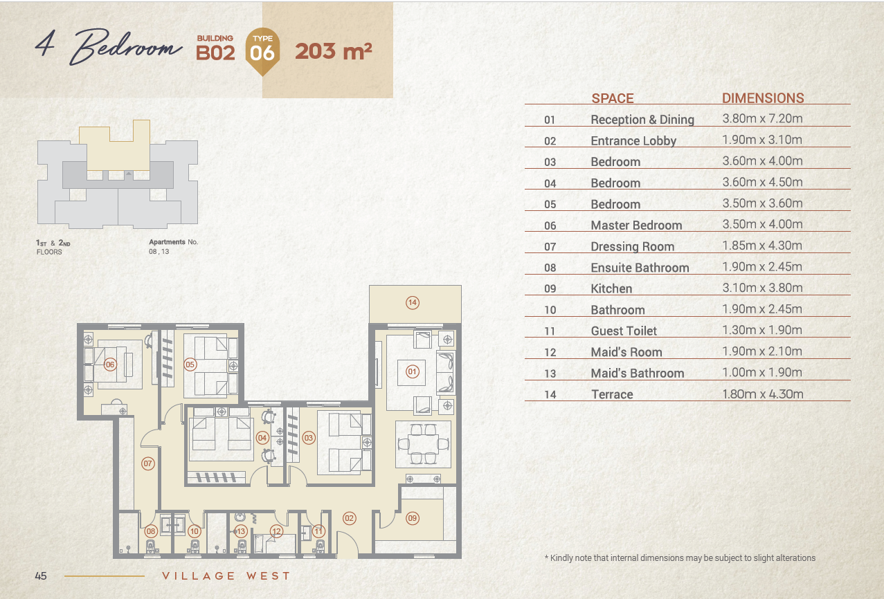 Floor Plan - كمبوند فيلدج ويست الشيخ زايد دُرة للتطوير العقاري - Village West Sheikh Zayed