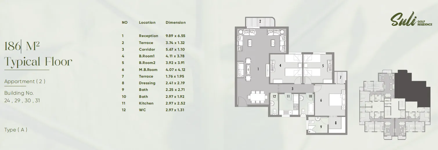 Apartment - Suli Golf Residence New Capital Compound UC Real Estate
