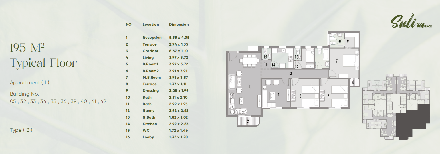 Floor Plan - Suli Golf Residence New Capital Compound UC Real Estate