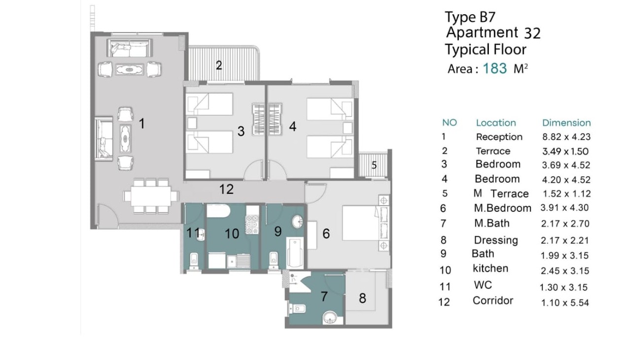 Plan 9 - Ray Residence New Capital Compound Radix Real Estate
