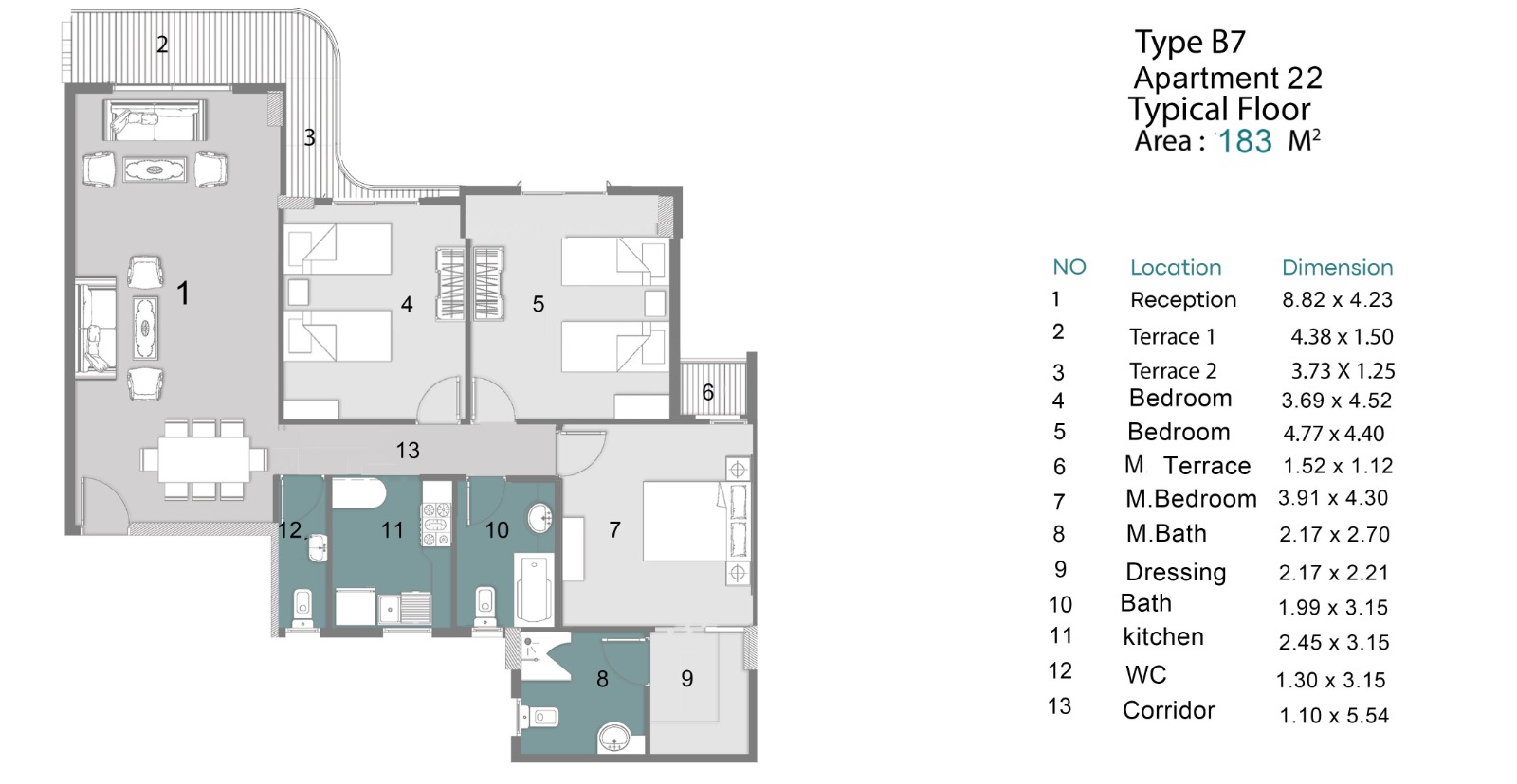Floor Plan - Ray Residence New Capital Compound Radix Real Estate