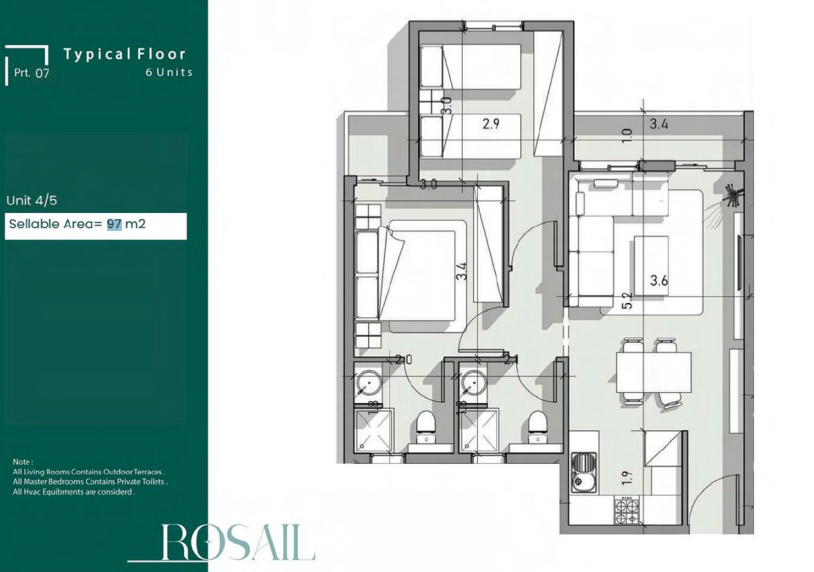 Floor Plan - كمبوند روسيل سيتي المستقبل سيتي خالد صبري هولدينج - Rosail City Mostakbal City Compound
