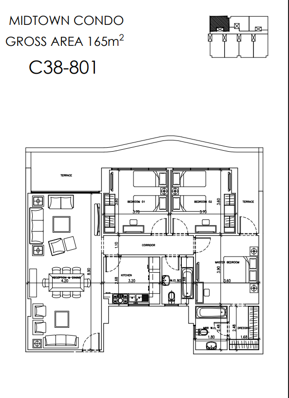 Floor Plan - قم بالاستثمار بأقل اسعار ميدتاون كوندو واستفد من عوائد مالية ضخمة