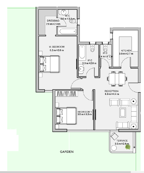 Floor Plan - Book your unit now in the most luxurious areas of New Administrative Capital, within Attica Apartments New Administrative Capital