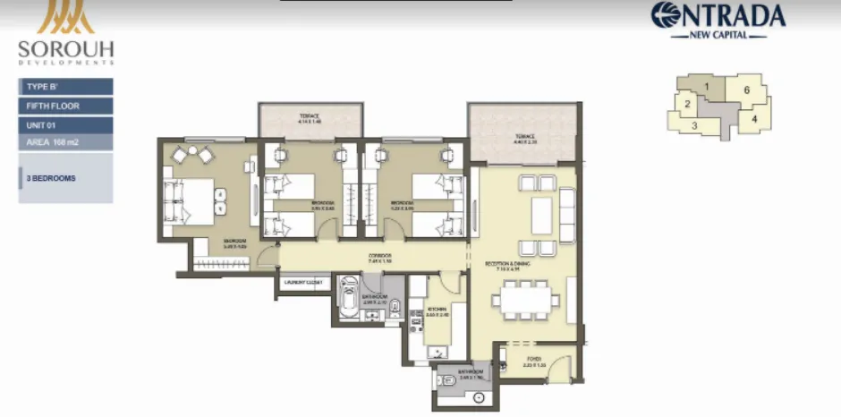 Apartment - The price per square meter in Entrada Compound