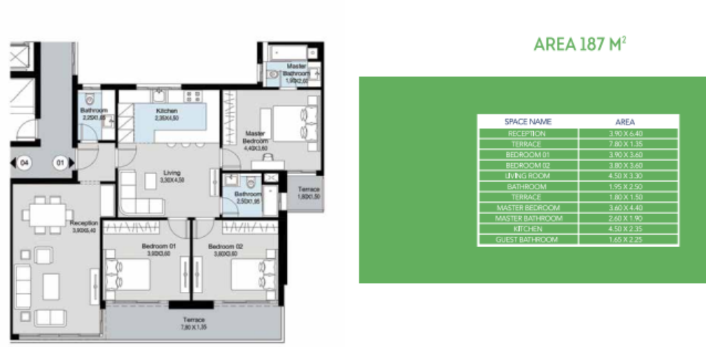 Floor Plan - Discover a group of exclusive features that are available to you in the finest apartments for sale in Scenario New Capital