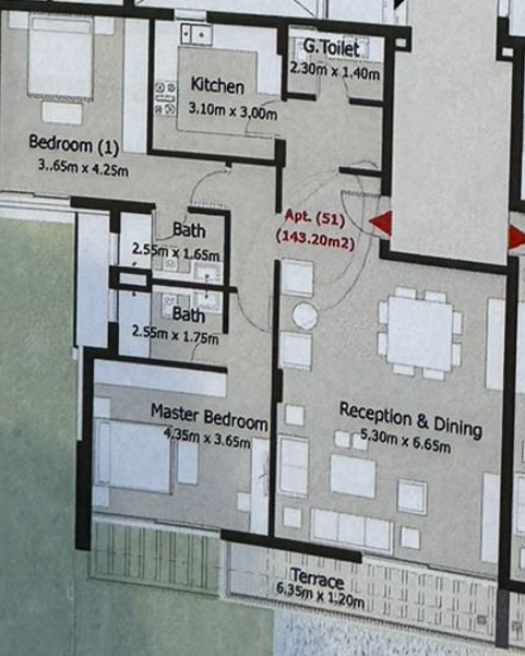 Floor Plan - قم بالاستثمار الآن في شقق للبيع في كابيتال جاردنز، بأقل مقدم وأطول فترة سداد