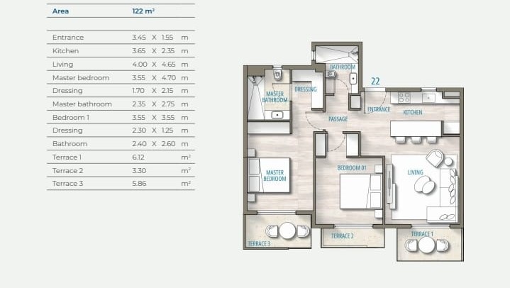 Floor Plan - قرية ساوث ميد ايجيبت الساحل الشمالي طلعت مصطفى جروب - South Med Egypt North Coast Village