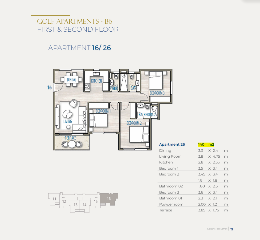 Floor Plan - قرية ساوث ميد ايجيبت الساحل الشمالي طلعت مصطفى جروب - South Med Egypt North Coast Village