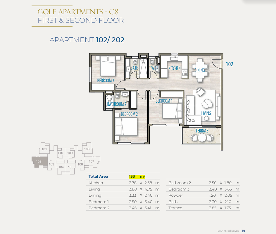 Floor Plan - قرية ساوث ميد ايجيبت الساحل الشمالي طلعت مصطفى جروب - South Med Egypt North Coast Village