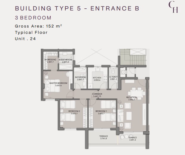 Floor Plan - كمبوند كلوب هيلز ريزيدنس اكتوبر HDP للتطوير العقاري - Club Hills Residence October Compound