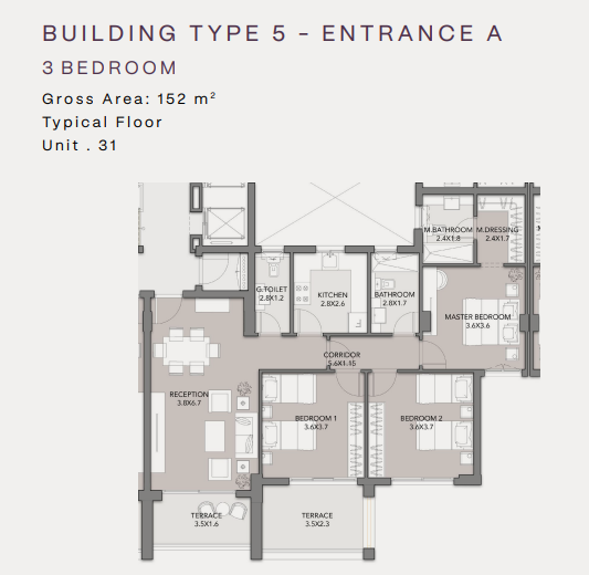 Floor Plan - كمبوند كلوب هيلز ريزيدنس اكتوبر HDP للتطوير العقاري - Club Hills Residence October Compound