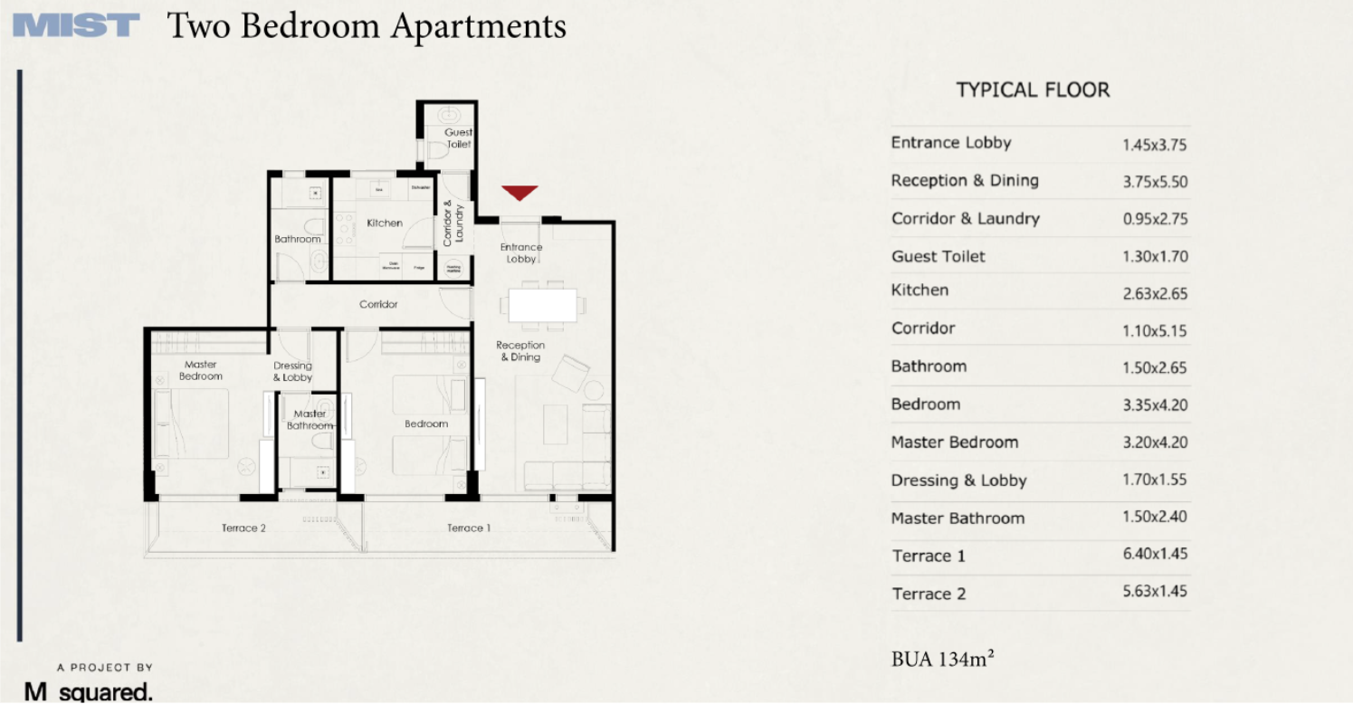 Floor Plan - كمبوند ميست التجمع الخامس M Squared للتطوير العقاري - Mist New Cairo Compound