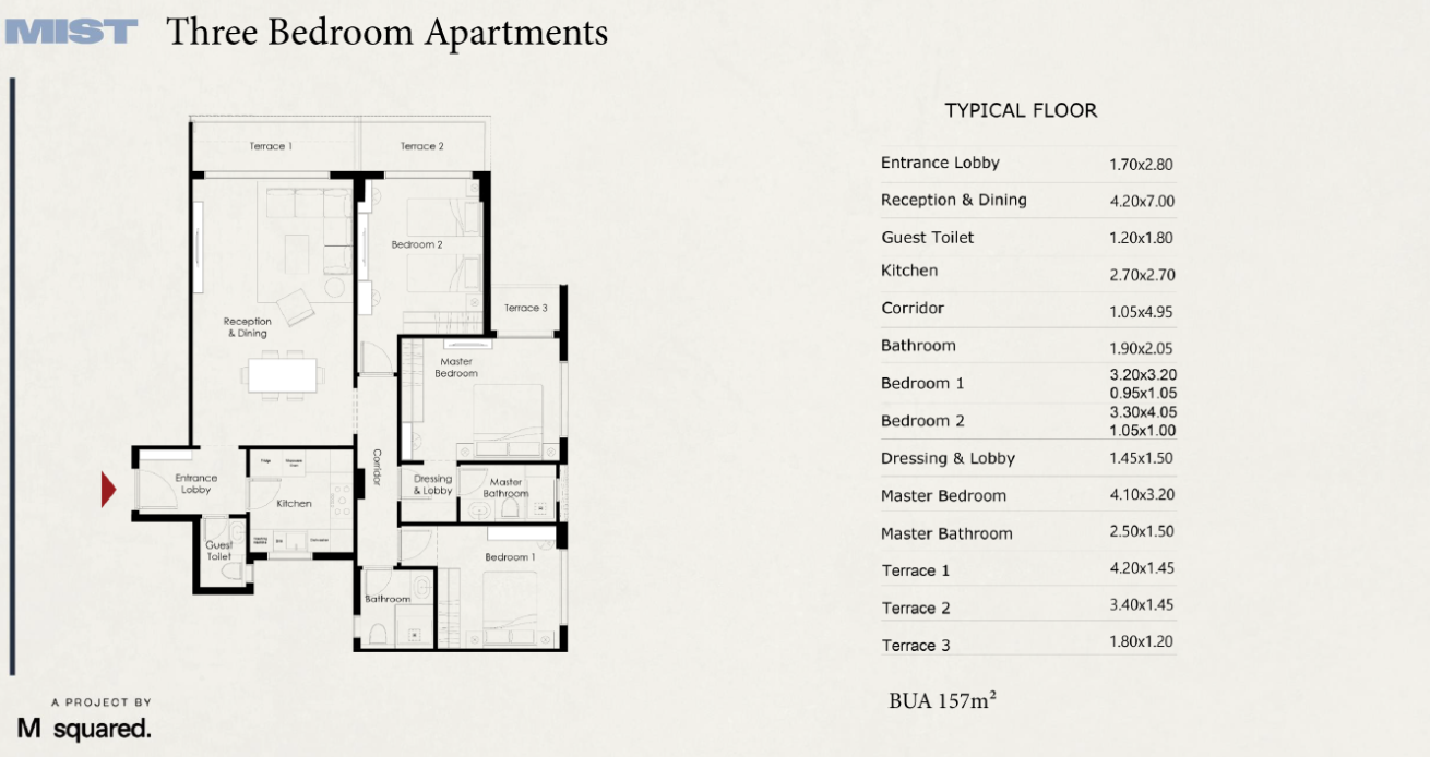 Floor Plan - كمبوند ميست التجمع الخامس M Squared للتطوير العقاري - Mist New Cairo Compound