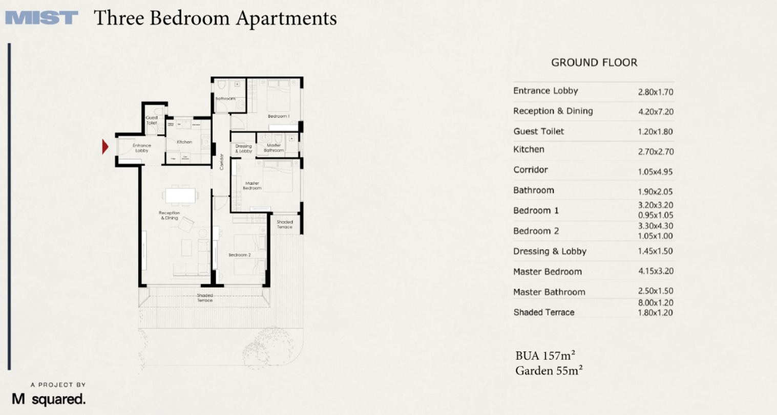 Floor Plan - كمبوند ميست التجمع الخامس M Squared للتطوير العقاري - Mist New Cairo Compound