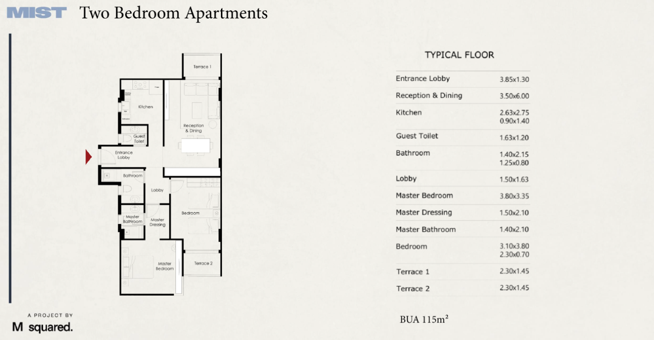 Floor Plan - كمبوند ميست التجمع الخامس M Squared للتطوير العقاري - Mist New Cairo Compound