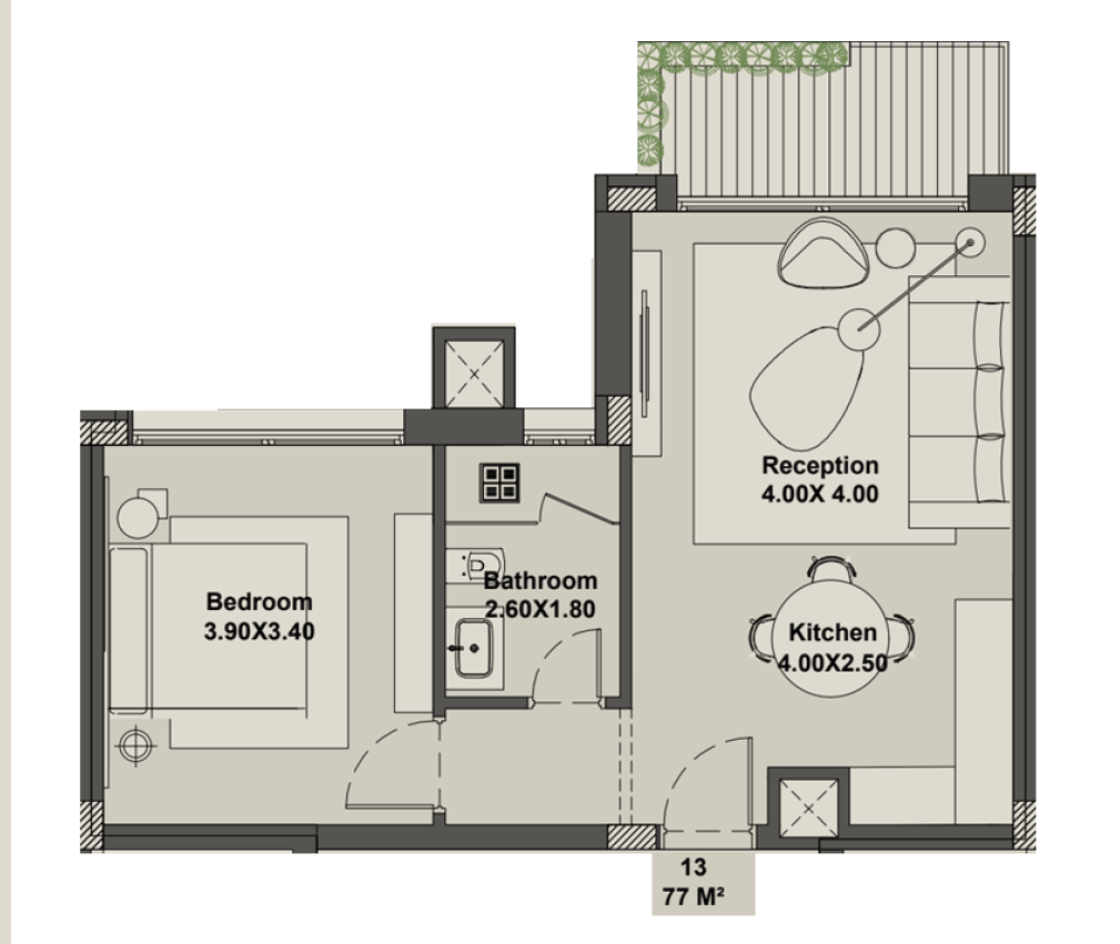Floor Plan - كمبوند أُنس زايد الجديدة مباني إدريس للتطوير العقاري - Ons New Zayed Compound