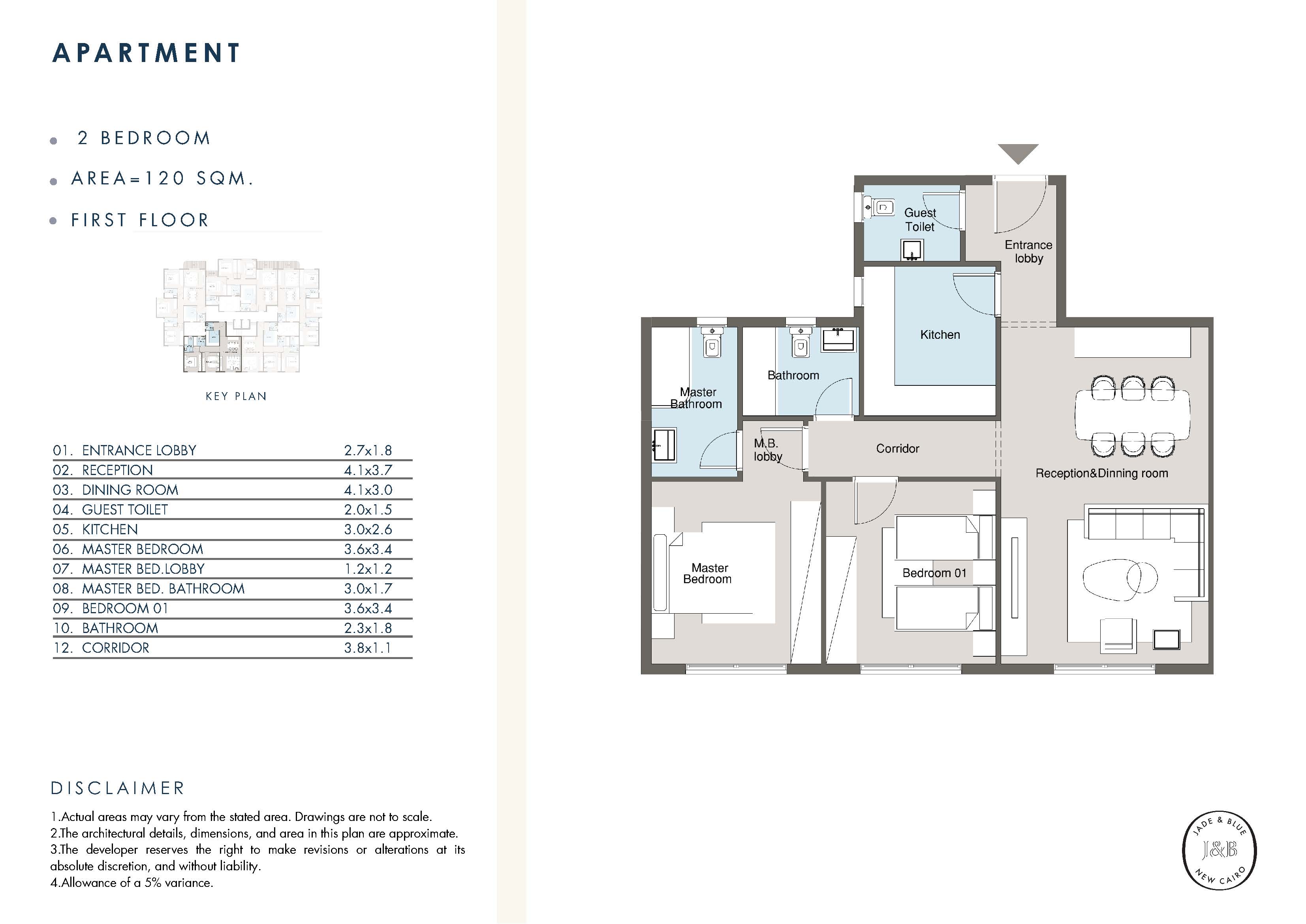 Floor Plan - Jade and Blue New Cairo Compound Aspect Developments