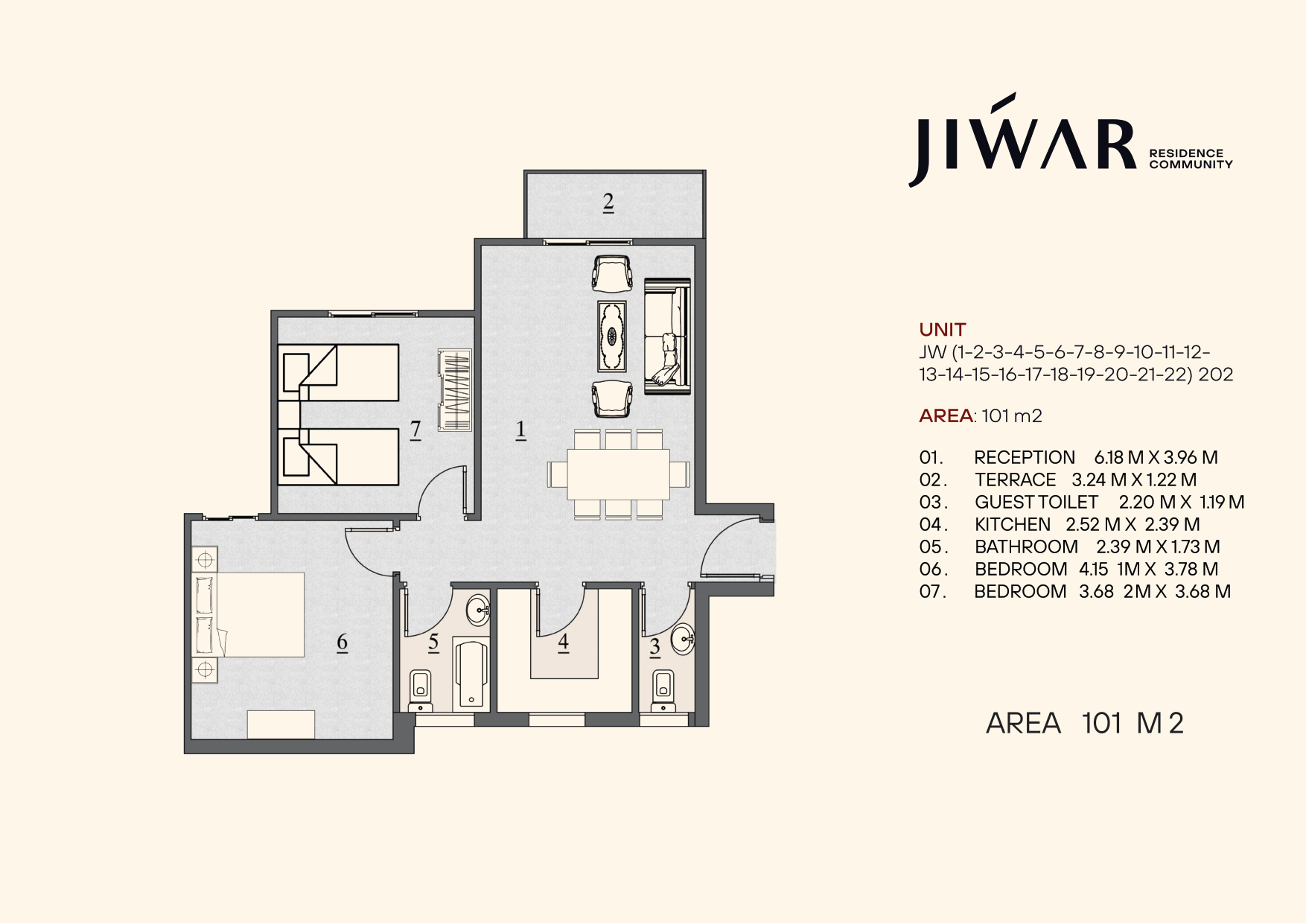 Floor Plan - Jiwar New Cairo Compound Concrete Developments