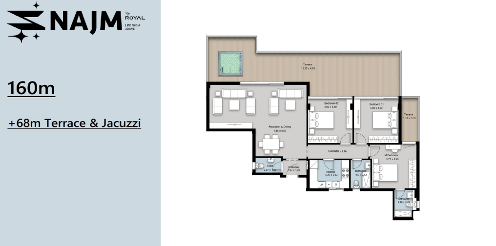 Floor Plan - كمبوند نجم التجمع السادس رويال للتطوير العقاري - Najm Compound New Cairo 
