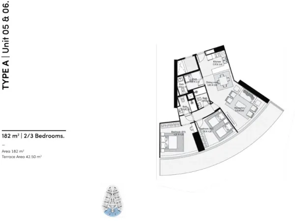 Apartments for sale in North Edge New Alamein area of 182 m²