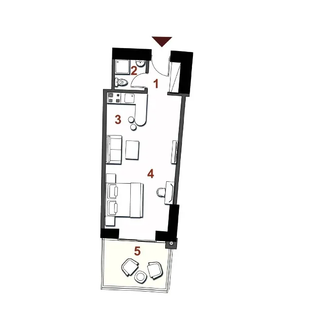 Studio for sale in The Gate New Alamein starting from 49 to 54 meters