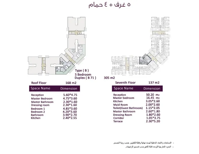 Penthouses for Sale in Jnoub 5 Bedrooms 305m
