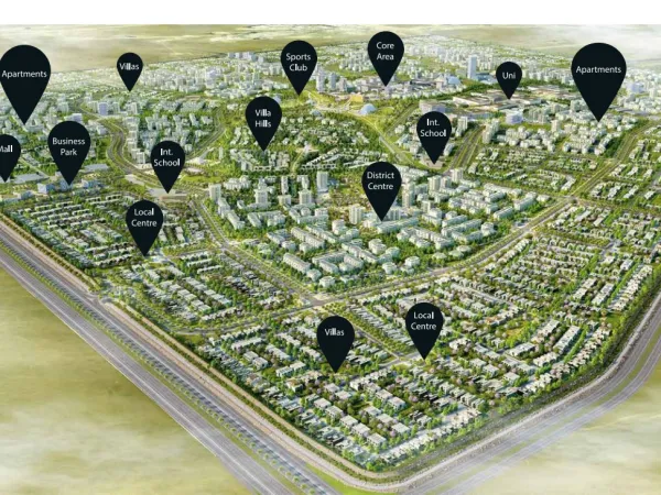 تفاصيل عن شقق للبيع في بادية بالم هيلز الشيخ زايد بمساحة 105 متر