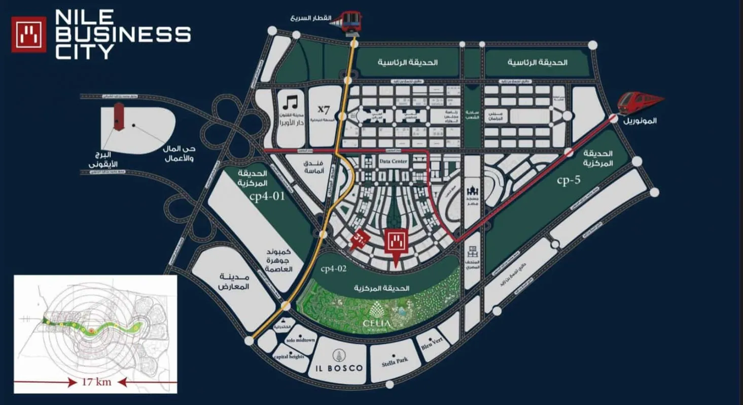 Own Office in Nile business New Administrative Capital From 97m²