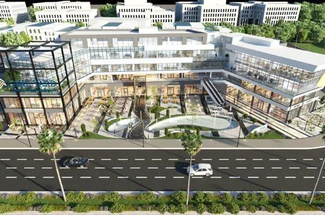 A store in a prime location modern facade with a wonderful view of a vast garden in Lake Yard Mall