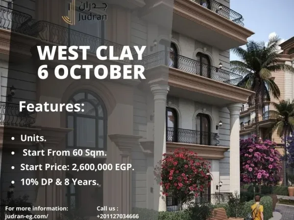 شقة جاهزة للسكن في كمبوند ويست كلاي 6 اكتوبر