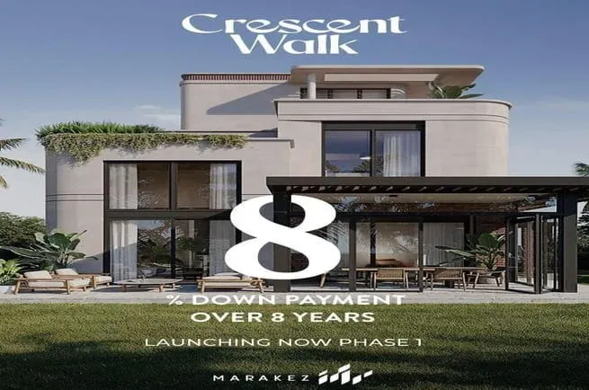 Book a townhouse with an 8% down payment in Crescent Walk Compound 6th Settlement