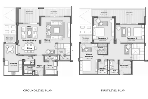 Duplexes for sale in Uptown Cairo with spaces start from 272 to 292 m²