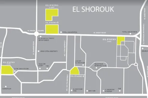 شقق للبيع في كمبوند الباتيو 5 الشروق 180 متراً