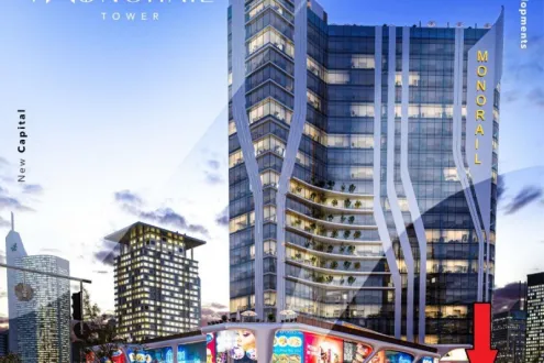 محل رائع 56م للبيع في موقع مميز جدا داخل مونوريل تاور العاصمة الإدارية الجديدة