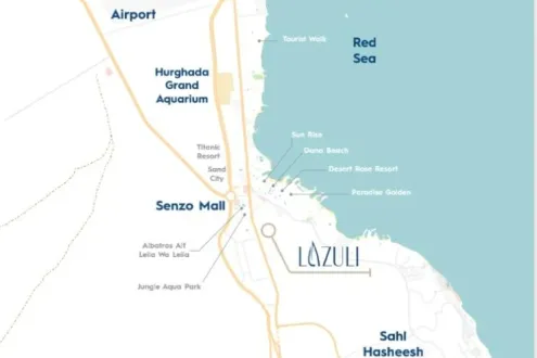 بالغردقة إحجز شاليهك في قرية لازولي بمساحة 70 متر