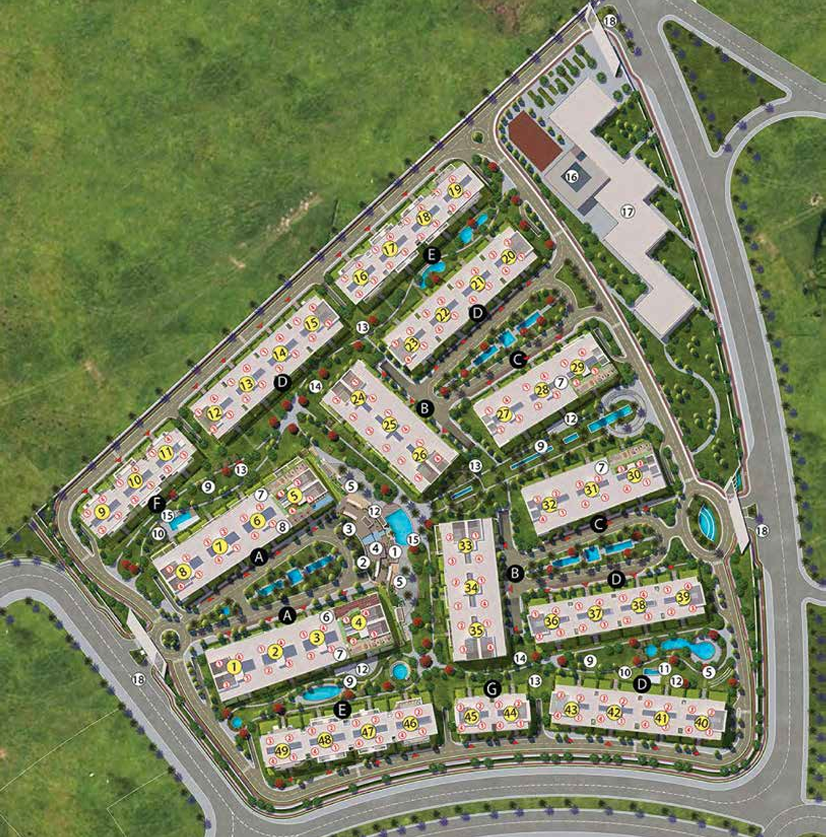 كمبوند سيناريو العاصمة الادارية الجديدة آكام العقارية - Scenario New Capital Compound المخطط العام