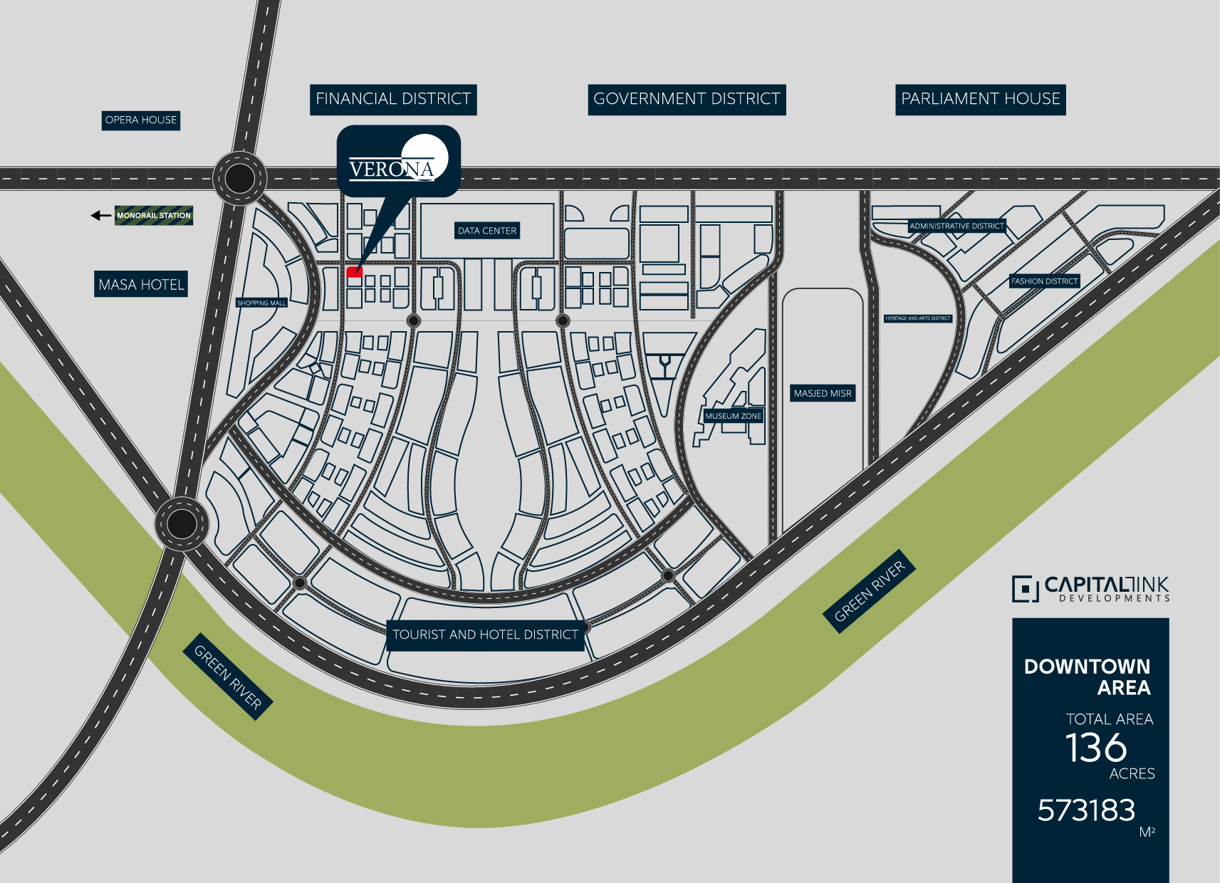 مول فيرونا العاصمة الادارية الجديدة كابيتال لينك العقارية - Verona New Capital Mall المخطط العام