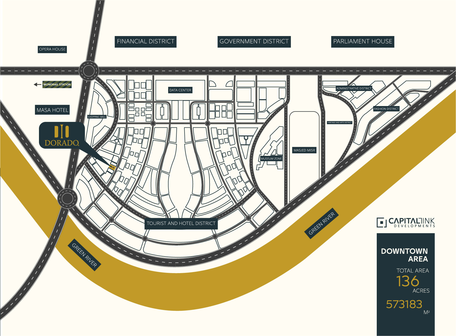 مول دورادو العاصمة الادارية الجديدة كابيتال لينك للتطوير العقاري - Dorado Mall New Capital المخطط العام