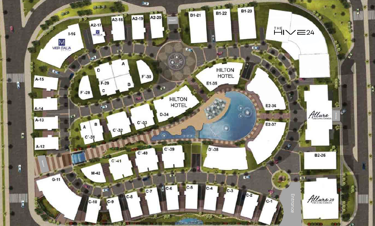 المخطط العام لـ مول كايرو بيزنس بارك القاهرة الجديدة مصر ايطاليا للتطوير العقاري - Cairo Business Park New Cairo