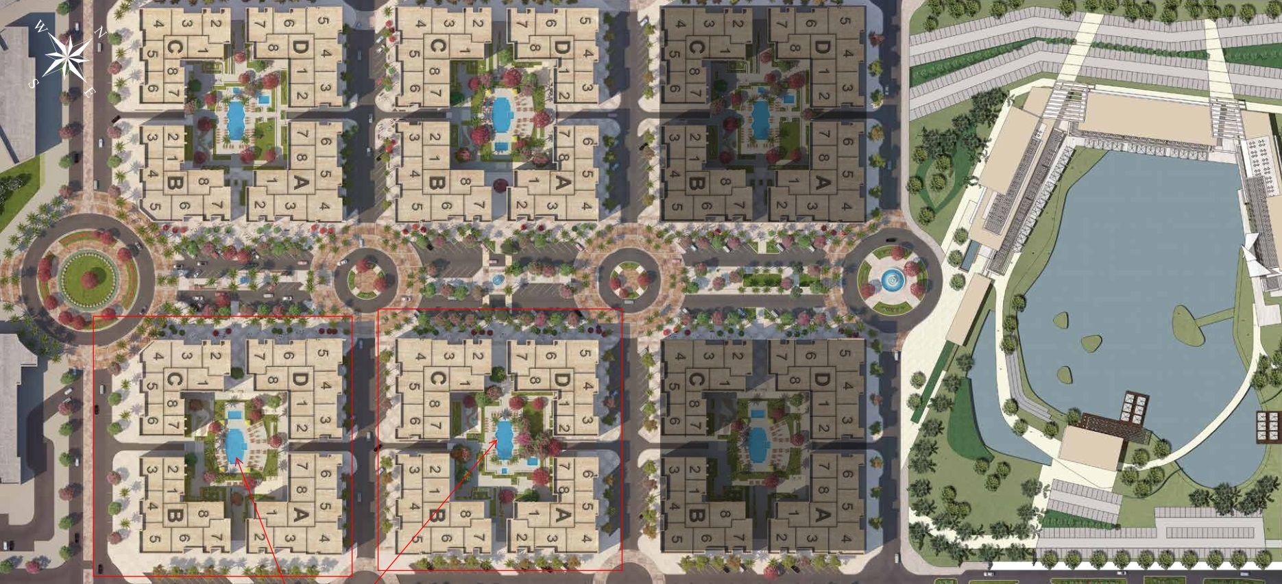 ميفيدا بوليفارد ريزيدنس التجمع الخامس إعمار مصر للتنمية العقارية - Mivida Boulevard Residence المخطط العام