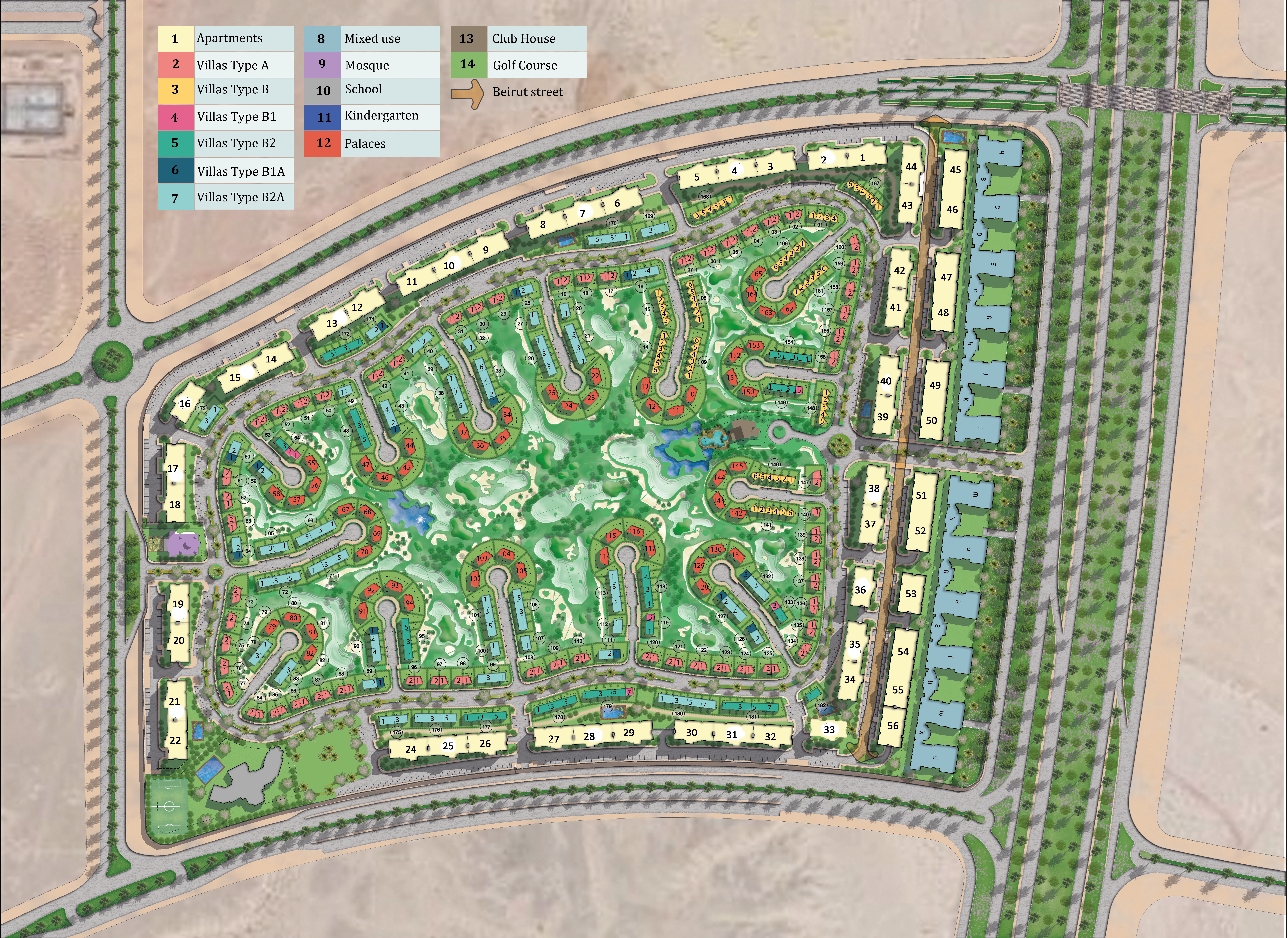 كمبوند نيوم المستقبل سيتي المطورون العرب القابضة - Nyoum Mostakbal City Compound المخطط العام