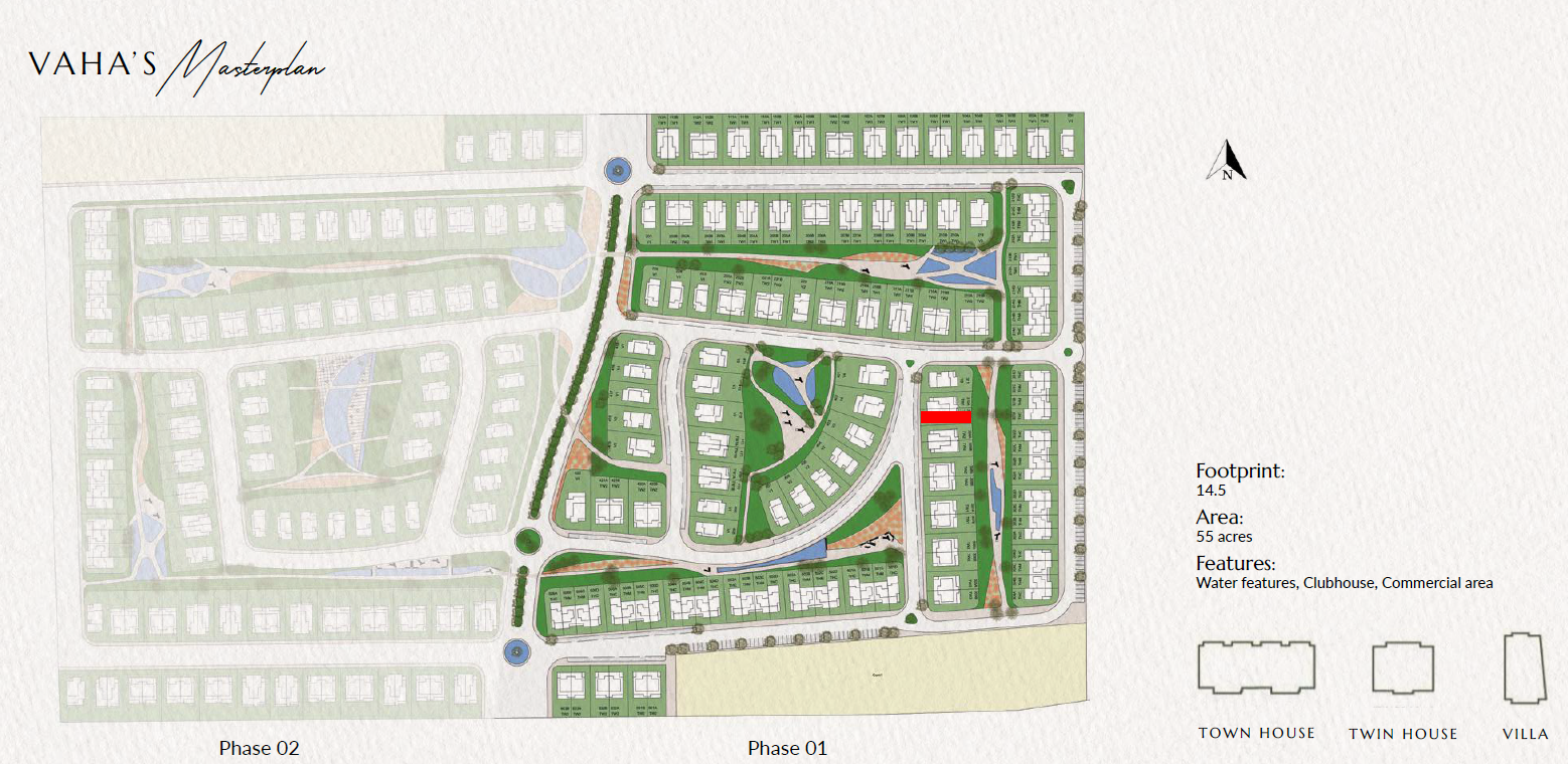 كمبوند فاها زايد الجديدة الكارما للتطوير العقاري - Vaha New Zayed Compound المخطط العام