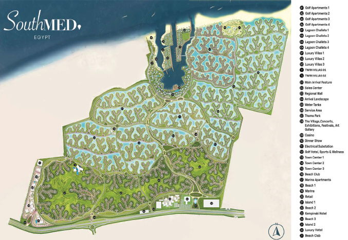 قرية ساوث ميد ايجيبت الساحل الشمالي طلعت مصطفى جروب - South Med Egypt North Coast Village المخطط العام
