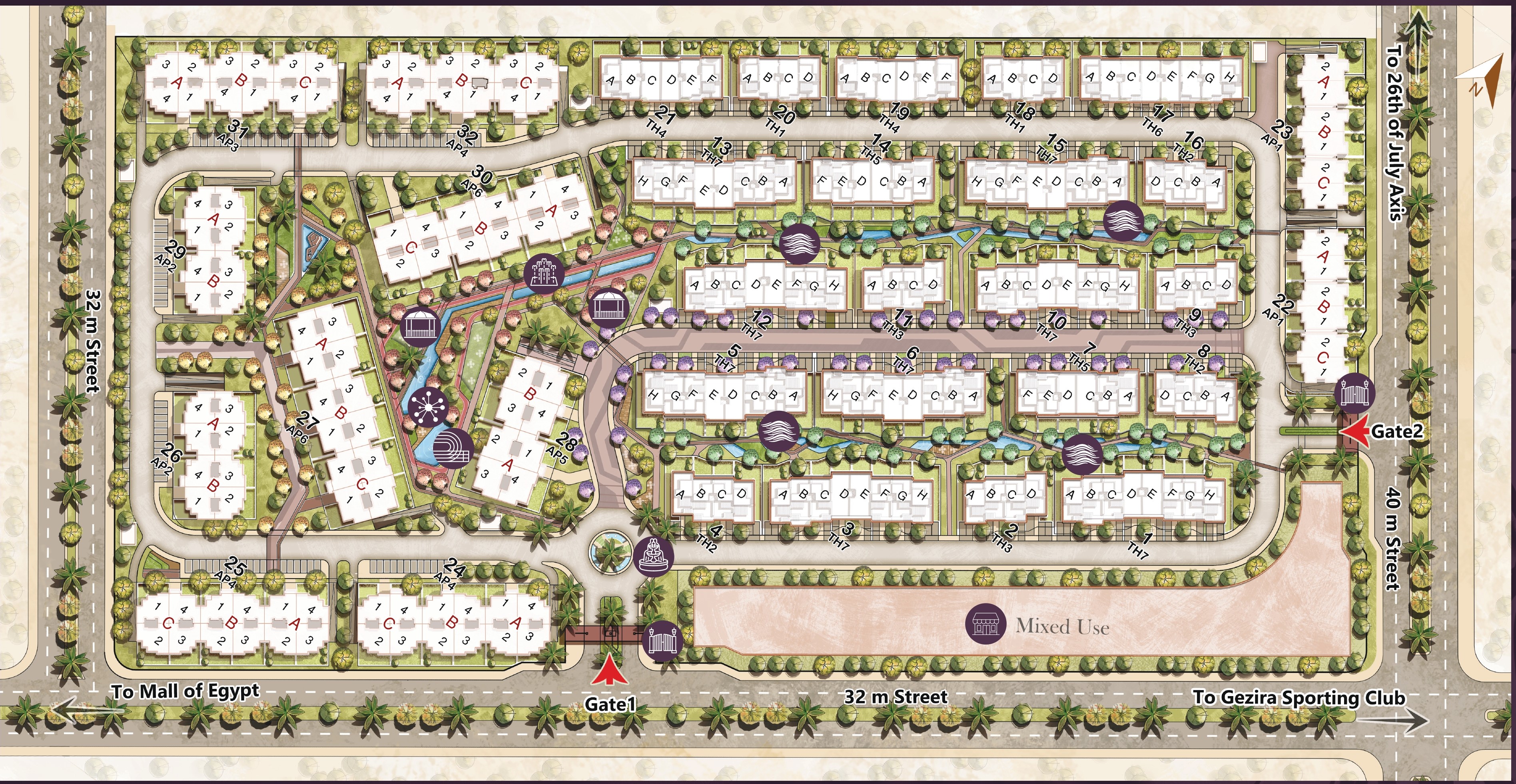 كمبوند كلوب هيلز ريزيدنس اكتوبر HDP للتطوير العقاري - Club Hills Residence October Compound المخطط العام