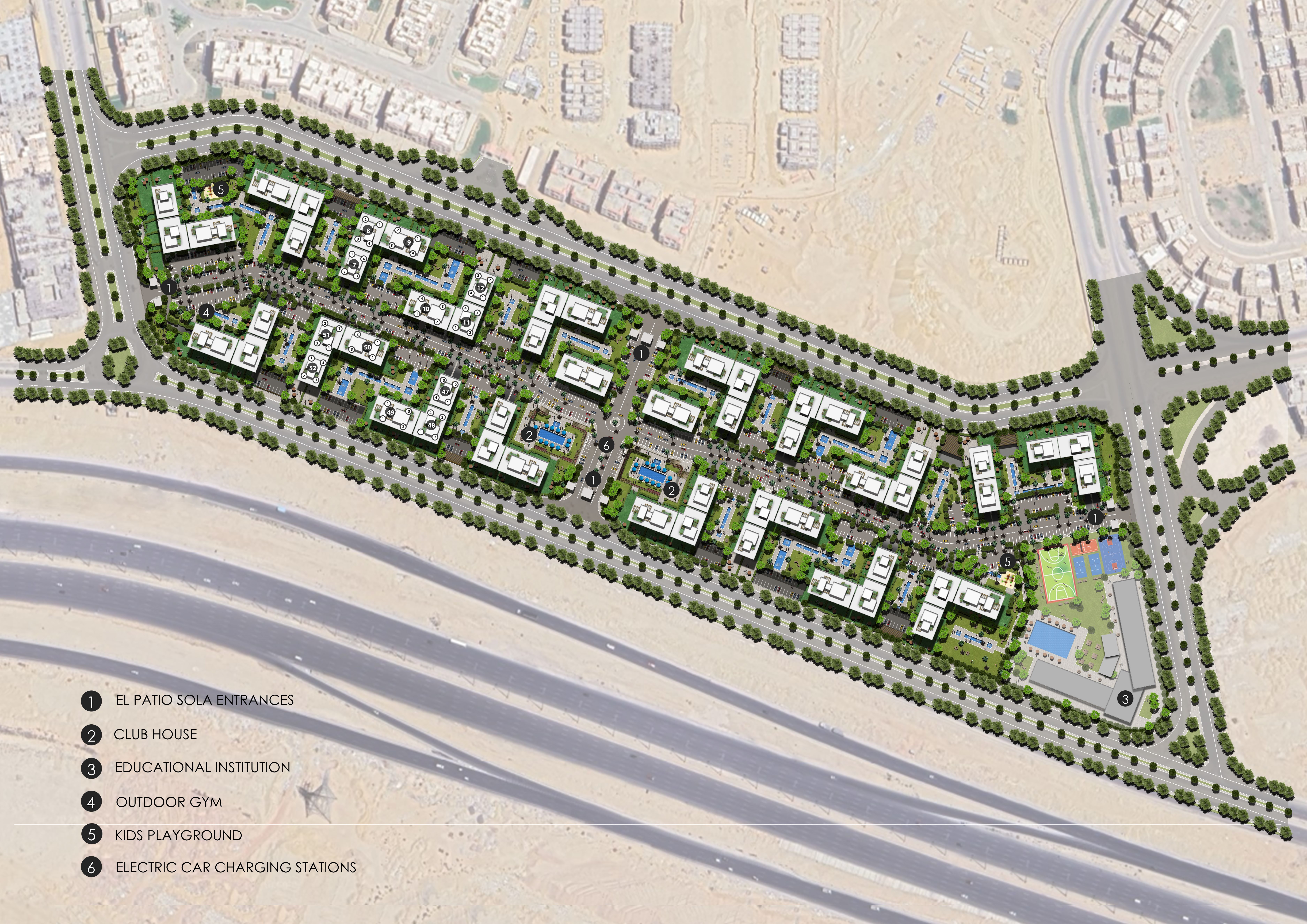 كمبوند الباتيو سولا الشروق لافيستا للتطوير العقاري - El Patio Sola Elsherouk Compound المخطط العام