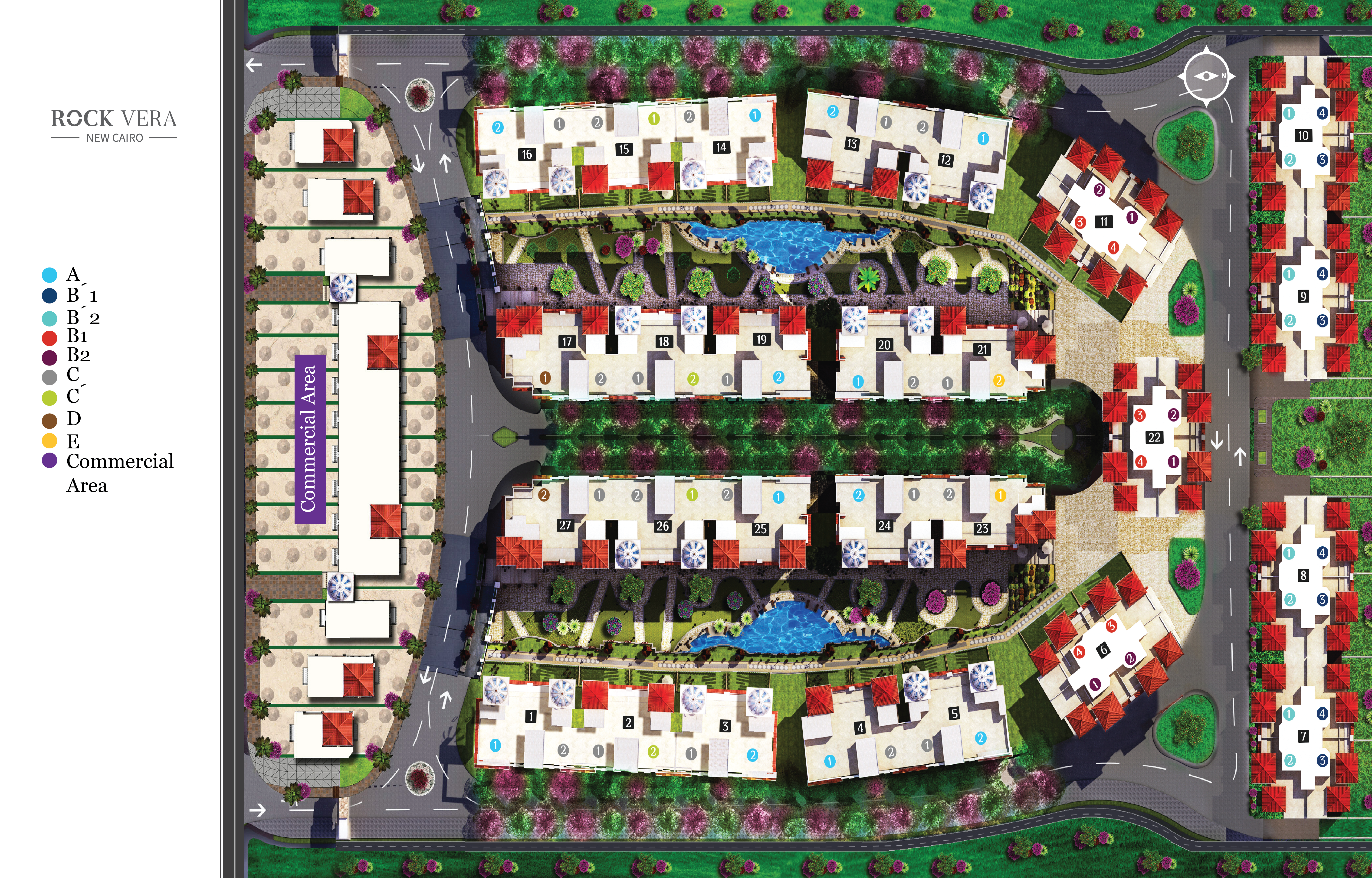 كمبوند روك فيرا التجمع الخامس شركة البطل للتطوير العقاري - Rock Vera New Cairo Compound المخطط العام