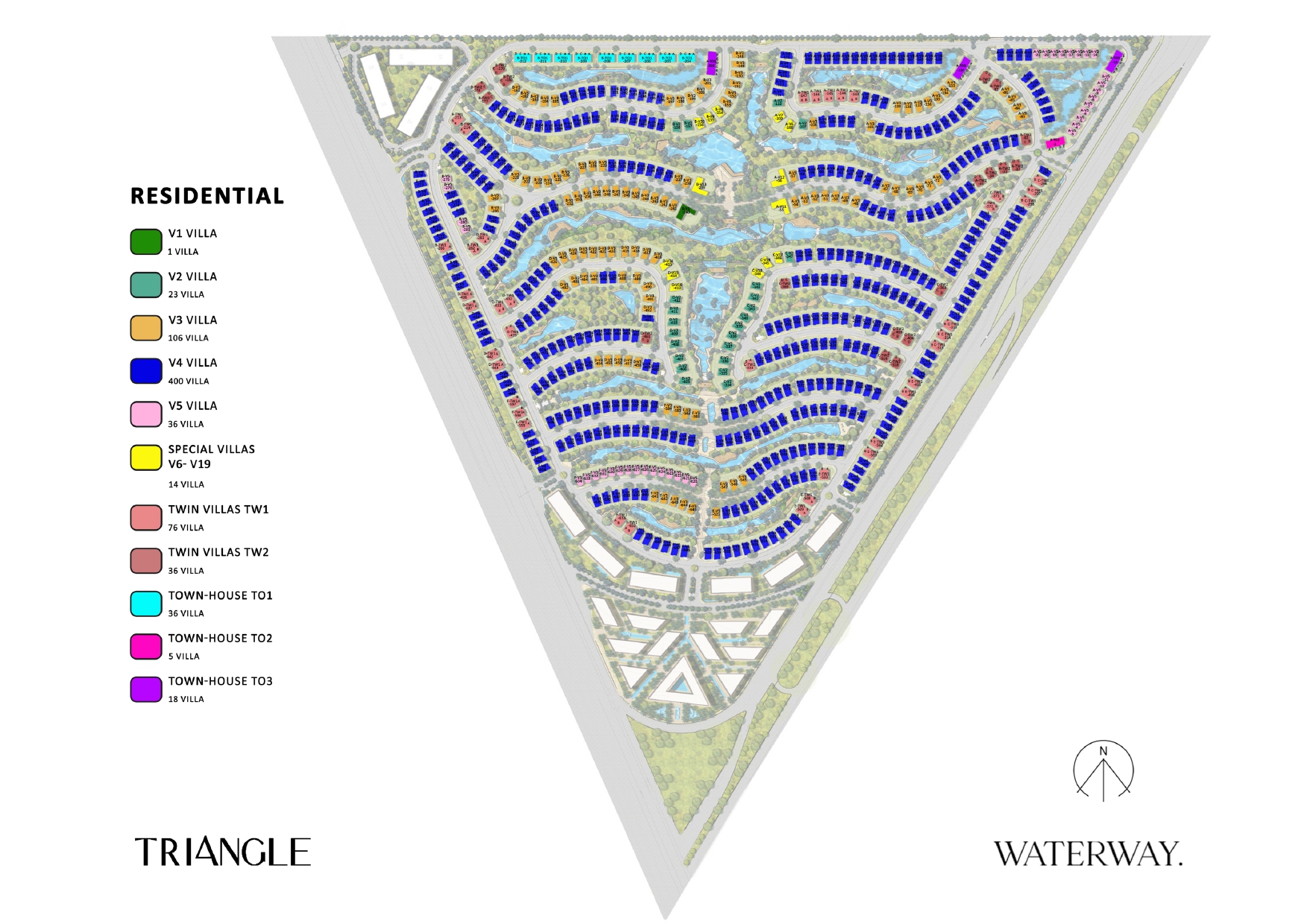 كمبوند تراينجل التجمع الخامس ذا وتر واي للتطوير العقاري - Triangle New Cairo Compound المخطط العام